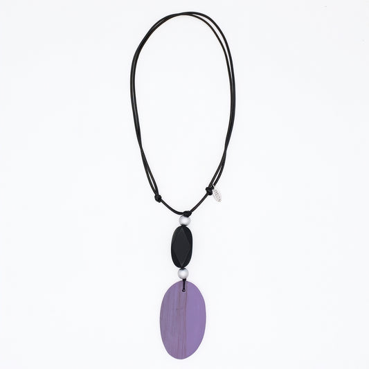 Purple Drift Oval Pendant Necklace