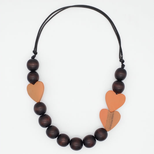 Orange Heartwood Bead Necklace