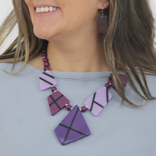 Shades of Purple Axis Statement Necklace