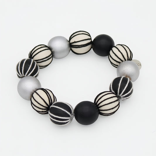Black and Cream Threaded Art Deco Bracelet