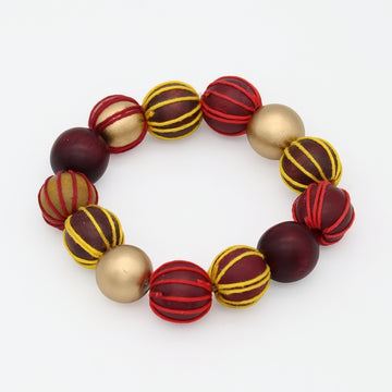 Maroon and Gold Threaded Art Deco Bracelet