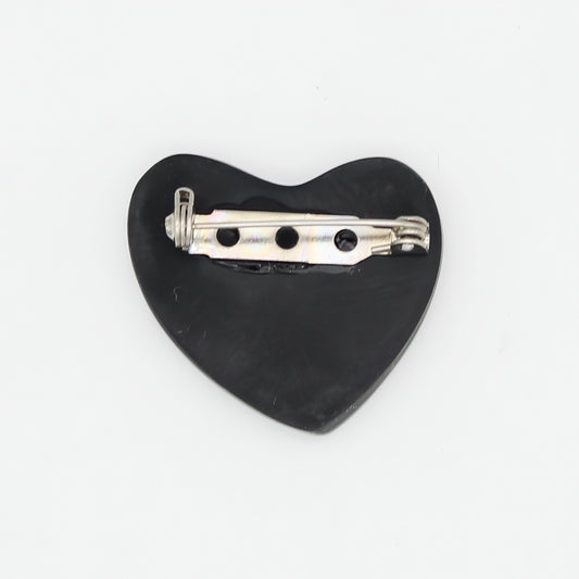 Silver Stripe Heart Brooch