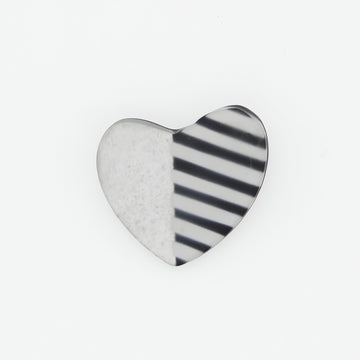 Silver Stripe Heart Brooch
