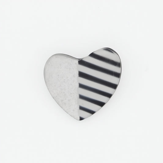 Silver Stripe Heart Brooch