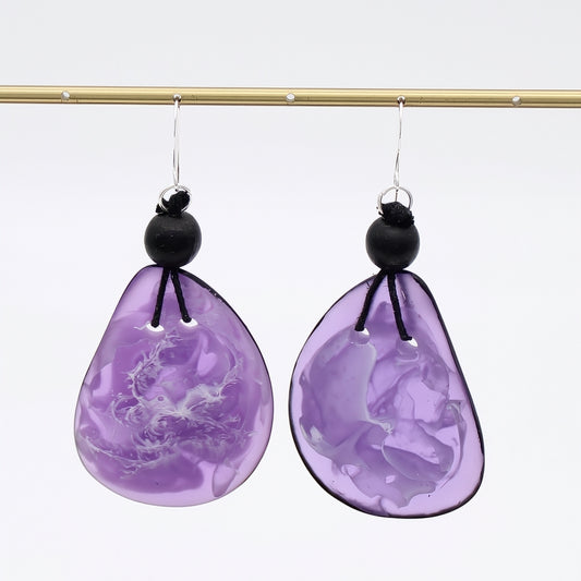 Purple Marble Petal Pop Resin Earrings