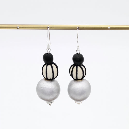 Silver and Black Art Deco Earrings