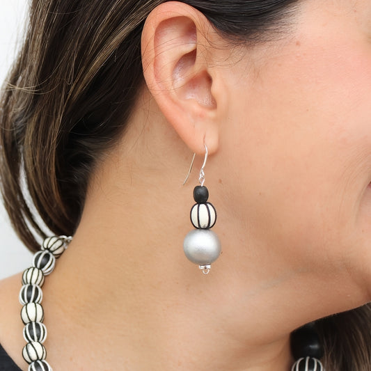 Silver and Black Art Deco Earrings
