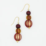 Maroon and Gold Art Deco Earring