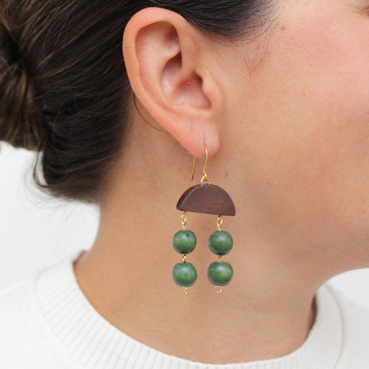 Olive Cascade Wood Earrings