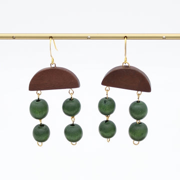Olive Cascade Wood Earrings