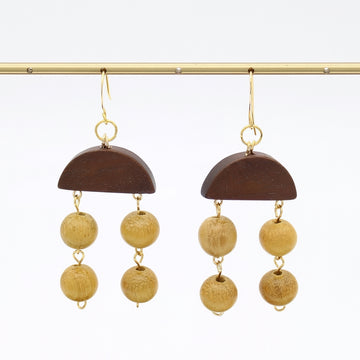 Mustard Cascade Wood Earrings