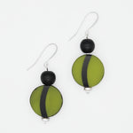 Green and black resin statement earrings with silver ear wires