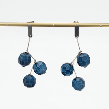 Blue Faceted Cluster Drop Earrings