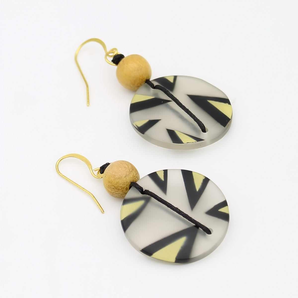 Yellow resin statement earrings angled product view