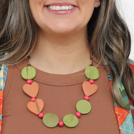 Orange and Lime Heartgrain Necklace