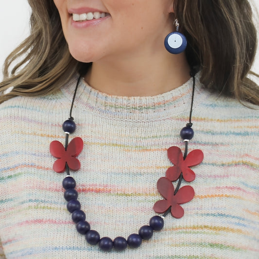 Red Woodland Wings Necklace