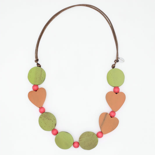Orange and Lime Heartgrain Necklace