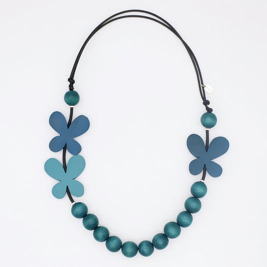 Teal Woodland Wings Necklace