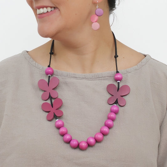 Pink Woodland Wings Necklace