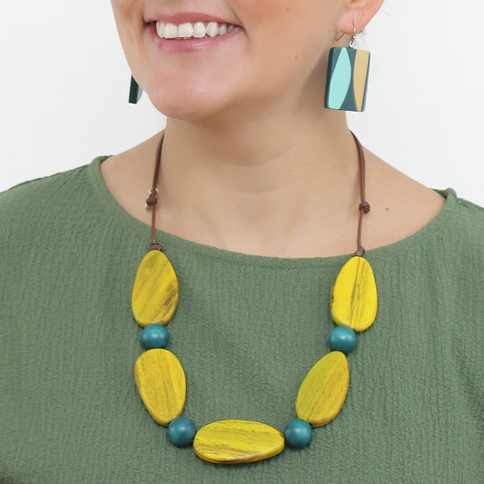 Freya Yellow and Teal Colorfall Necklace