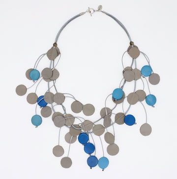 Urban Blue Leather Dangle Necklace
