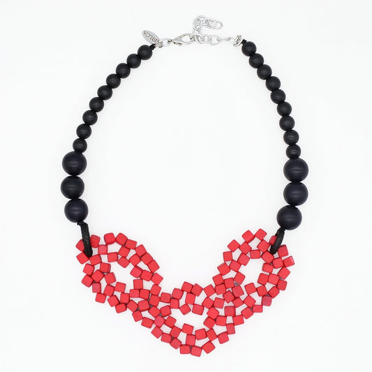 Raspberry Mosaic Statement Necklace