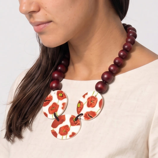 Brown Poppies Choker Necklace