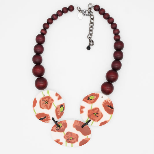 Brown Poppies Choker Necklace