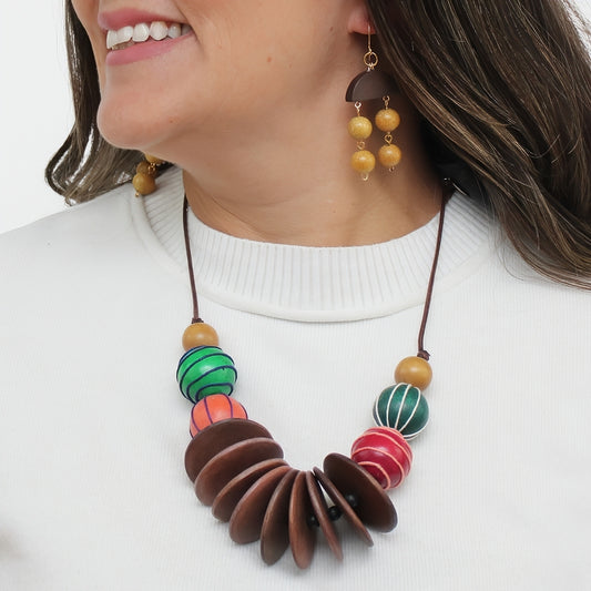 Chunky Brown Indie Statement Necklace