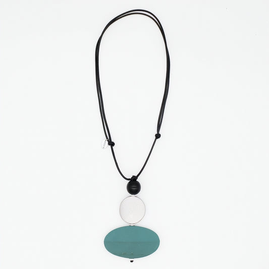 Odette Teal Oval Pendant Necklace