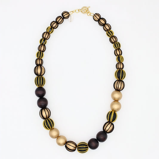 Brown and Gold Threaded Art Deco Necklace