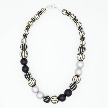Black and Cream Threaded Art Deco Necklace