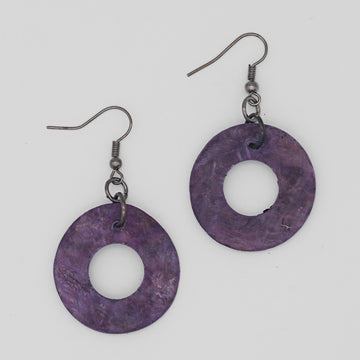 Round Purple Shell Earrings