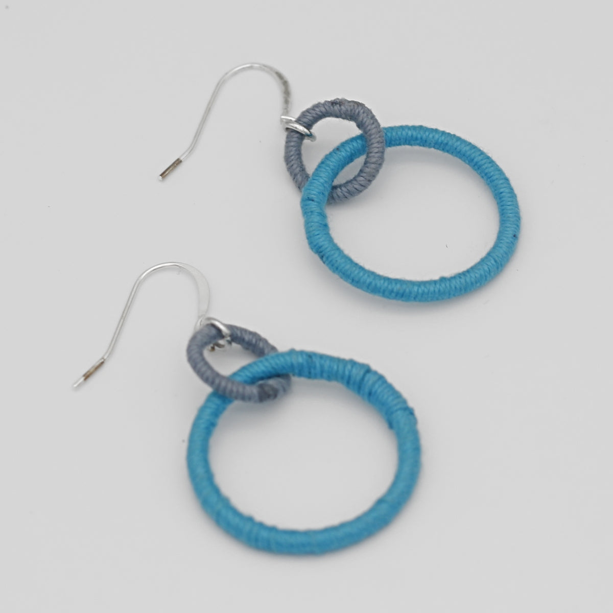 Bright Blue Thread Earrings