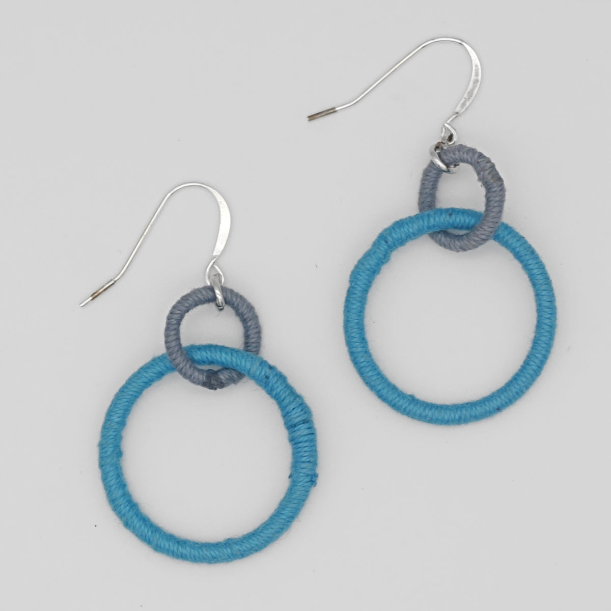 Bright Blue Thread Earrings