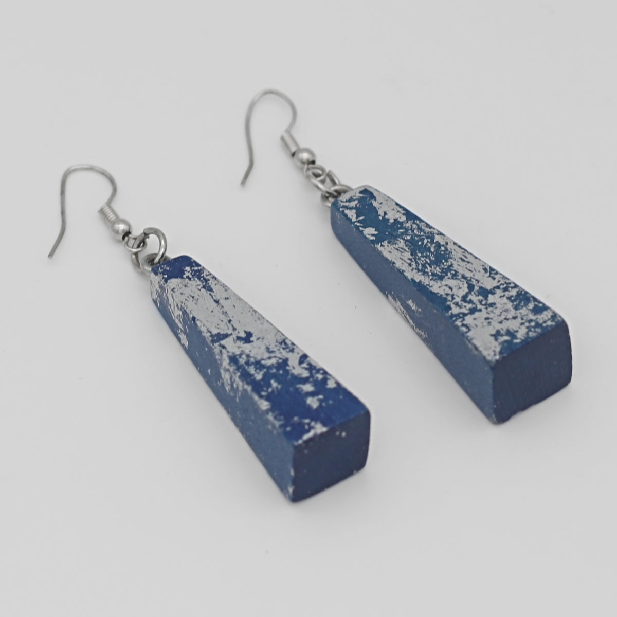 Blue and Silver Geometric Statement Earrings