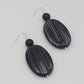 Oval Black and Silver Statement Earrings