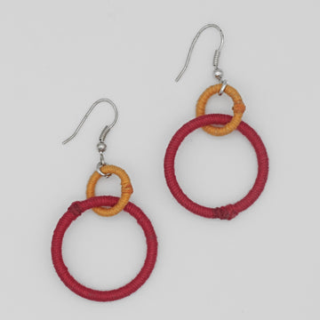Red and Orange Thread Earrings