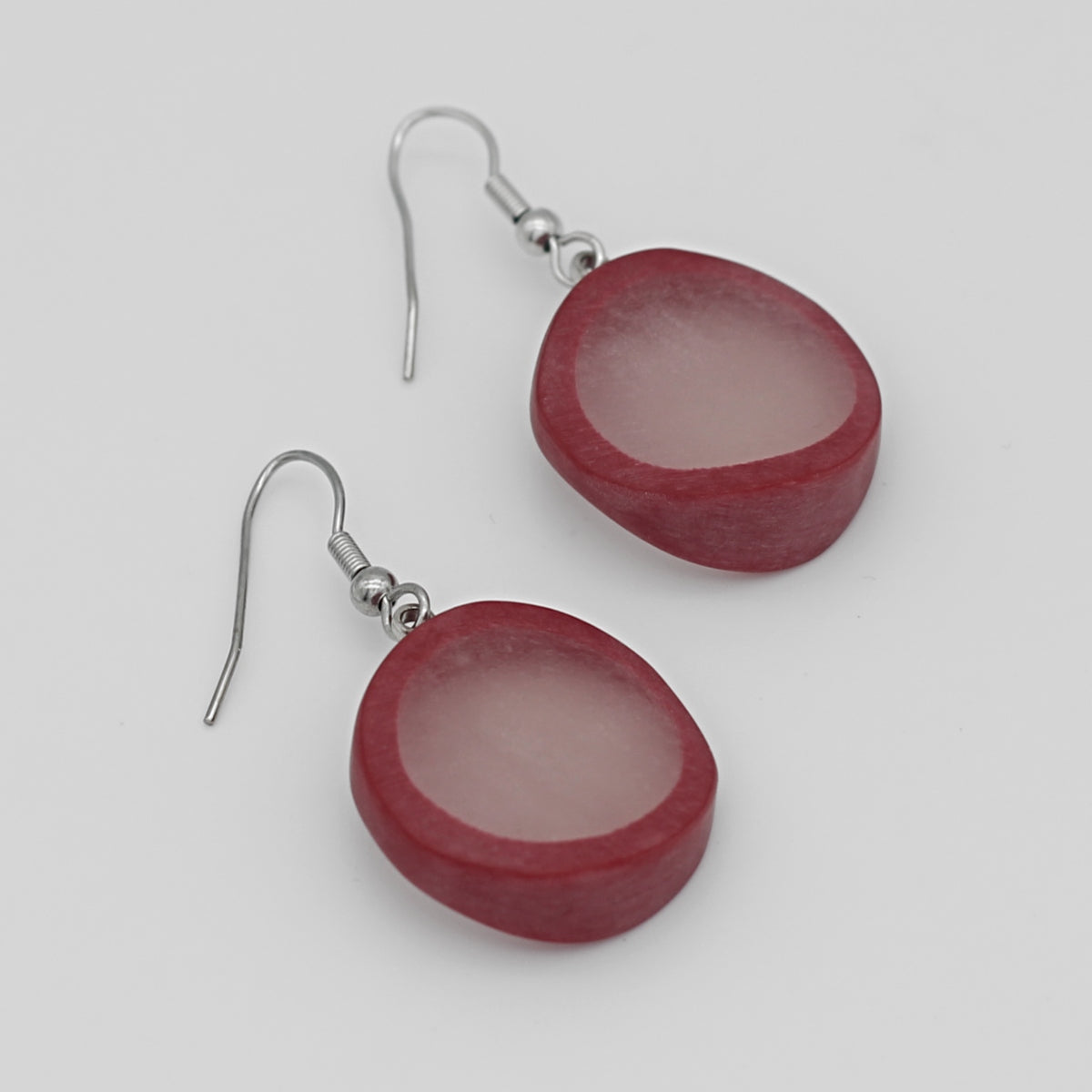 Red Frosted Resin Earrings