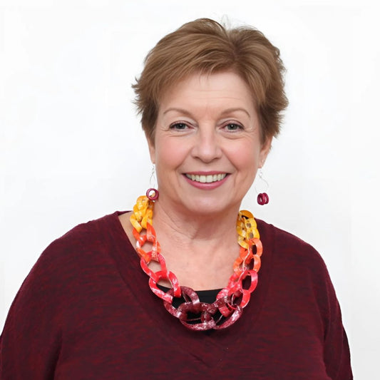 Red Ombre Marleigh Link Statement Necklace