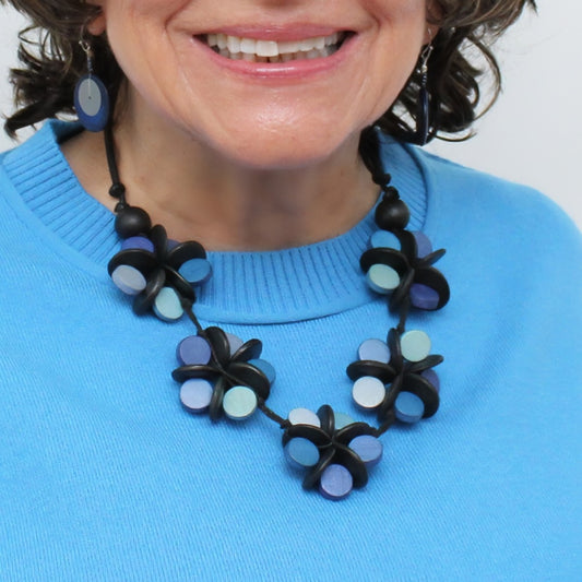 Blue Cascading Blooms Necklace