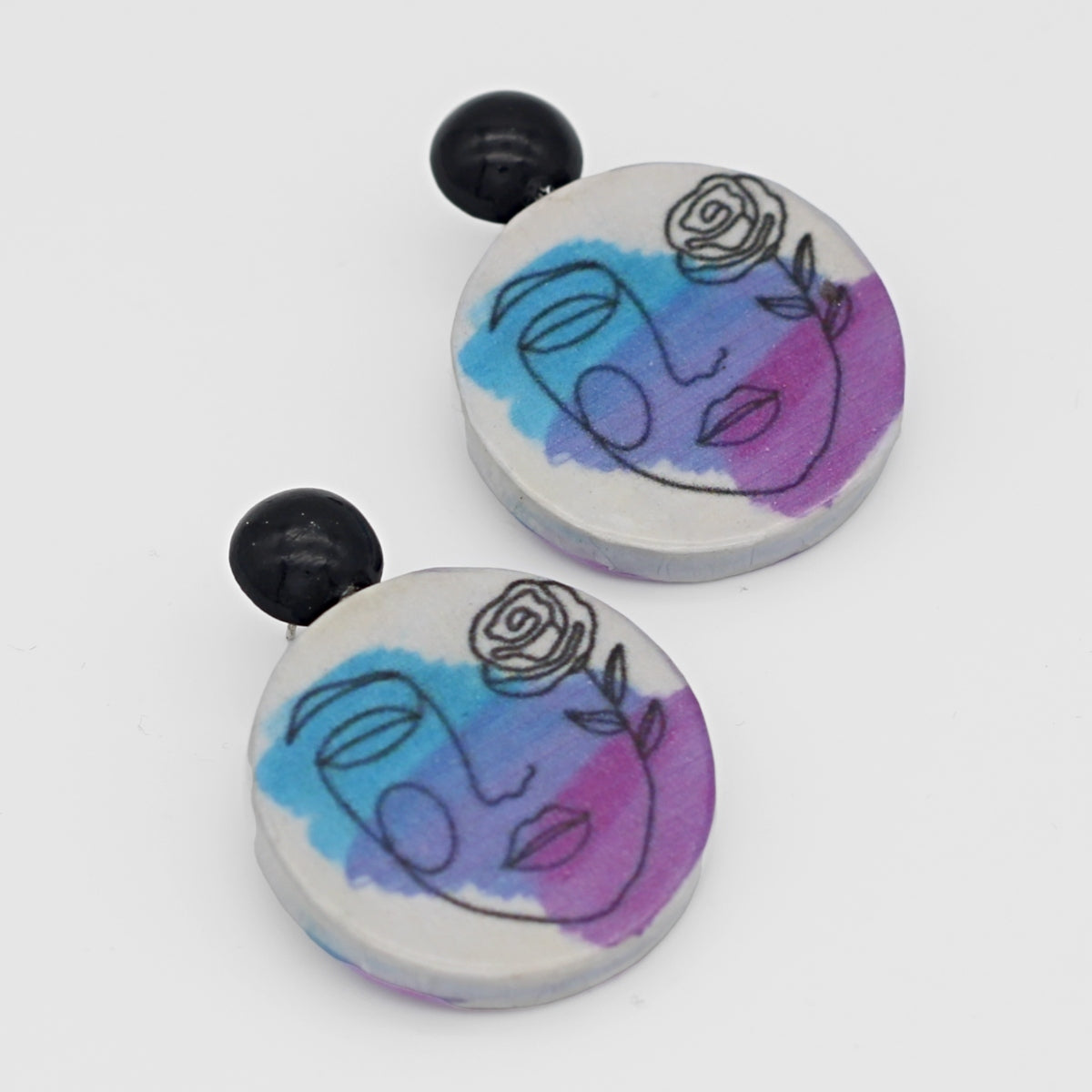 Abstract Face Decoupage Earrings-Sylca Designs