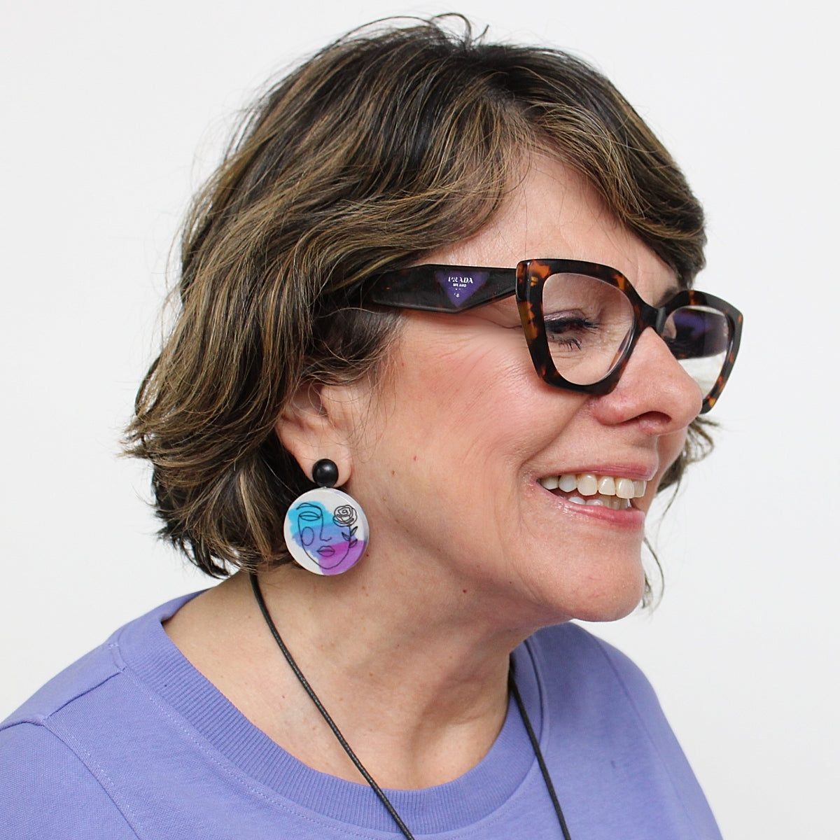 Abstract Face Decoupage Earrings-Sylca Designs