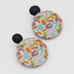 Multi Color Rainbow Decoupage Earrings
