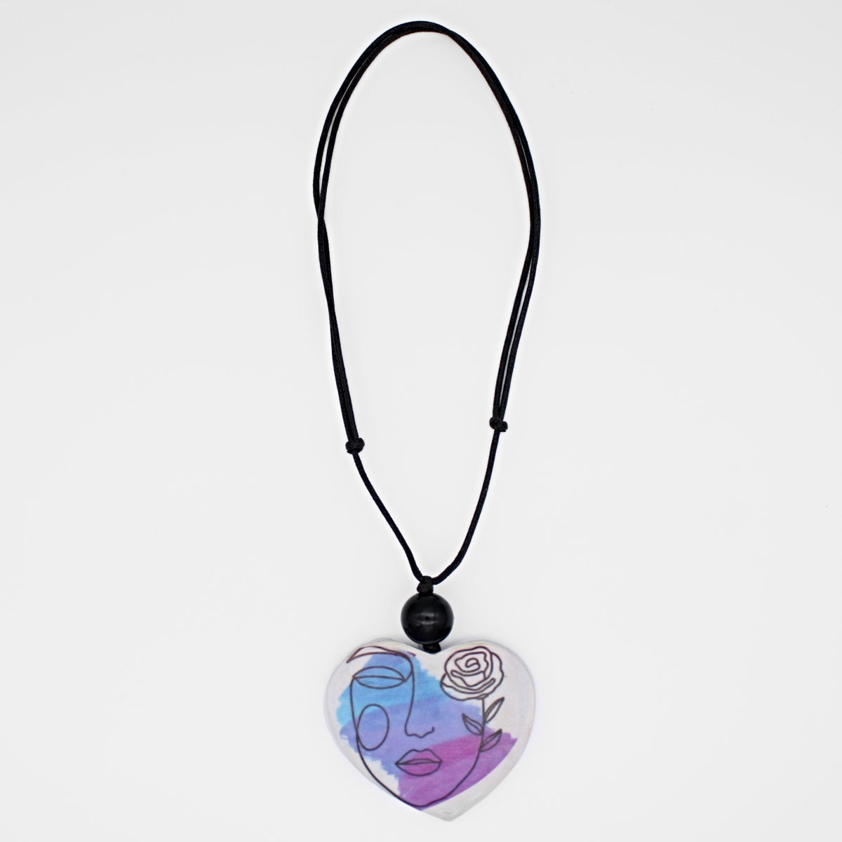 Abstract Face Heart Pendant Necklace