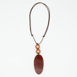 Brown resin oval pendant necklace full product view