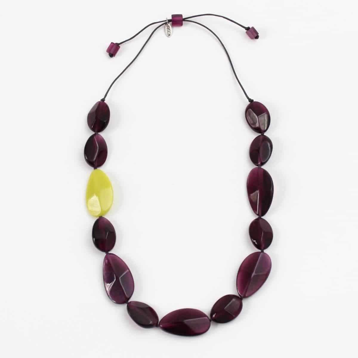 Purple and lime Resin Necklace
