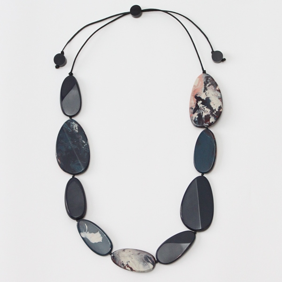 Navy Marbled Resin Necklace
