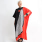 red, black, white half circle maxi dress caftan