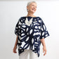 navy and white hand painted top